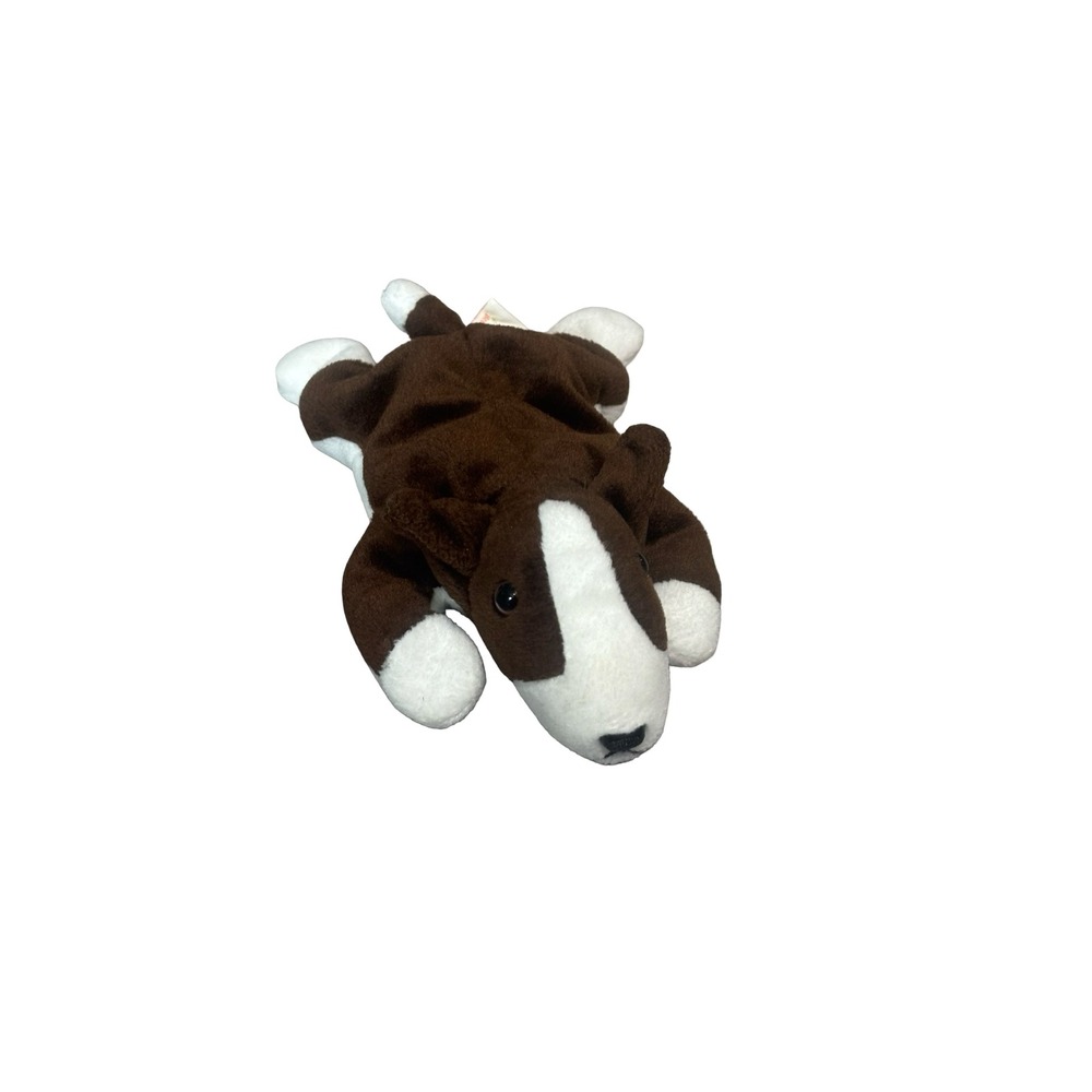Ty Beanie Babies Bruno Bull Terrier Dog 1997 Brown White Vintage Plush Toy